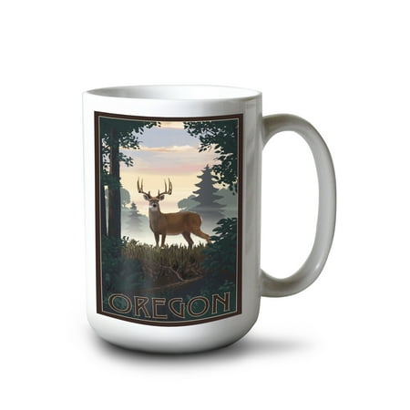 

15 fl oz Ceramic Mug Oregon Deer and Sunrise Dishwasher & Microwave Safe