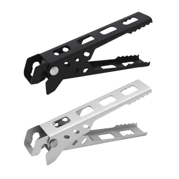 2 piezas de pinzas para ollas y sartenes de camping, soporte para utensilios de cocina, abrazadera antiescaldaduras para sartenes Argenta Negra