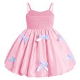 thumbnail image 2 of IBTOM CASTLE Baby Girl Dress Satin Bubble Pink Bow Ruffle Pageant Formal Princess Toddler Girl Fancy Dress Photo Shoot Pink, 2 of 7
