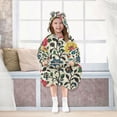 thumbnail image 7 of FORMRS Wearable Blanket Hoodie with Sleeves for Kids Cozy Flannel Sweatshirt, Vibrant Floral, 7 of 7