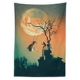 thumbnail image 3 of Ambesonne Halloween Tablecloth Rectangular Table Cover, Zombie Bride Groom, 60"x90", Orange Teal, 3 of 4