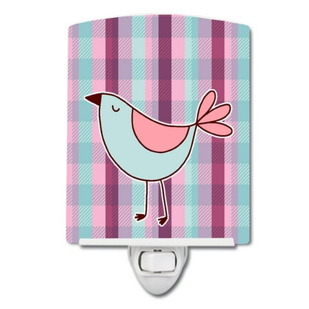 

Caroline s Treasures BB6833CNL Bird on Purple Plaid Ceramic Night Light 6x4x3 multicolor