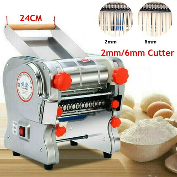 Shanna 550W Electric Pasta Maker Noodles Machine Home Restaurant Dumpling Skin Roller Knife Width 240mm, 2mm/6mm Noodle Cutter
