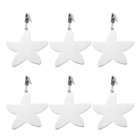 Uxcell 6 Pack Tablecloth Weights Stainless Steel with Metal Clips Starfish Shape 8x8cm for Outdoor Picnic Decoration Silver