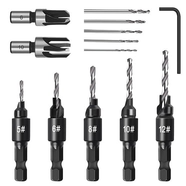 Countersink Drill Bit Set, Woodworking Chamfer Adjustable Tools on Counter Sink Holes with 1/4inch Hex Shank By PULMCheerger