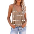 thumbnail image 1 of Camisa con tirantes finos y cuello en V para mujer, informal, holgada, transpirable, con estampado de rayas, para verano, 1 of 5