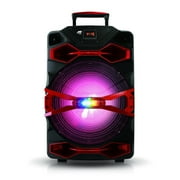 Naxa 15" Wireless Dance Light Karaoke Speaker, Red Lacquer Finish