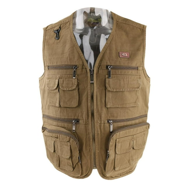 Chaleco de pesca Sunnimix Ligero de bolsillo múltiple 4XL caqui