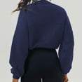 thumbnail image 4 of Women's Cropped Sweatshirts Elasticated Sweatshirts Half-Zip Stand-Up Collar Pullovers, Oversized Solid Color Long-Sleeved Tops, Autumn and Winter Sportswear, 4 of 6