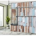 thumbnail image 5 of Ambesonne Wooden Print Shower Curtain, Rustic Rusty Planks, 69"Wx84"L, Blue Brown and White, 5 of 5