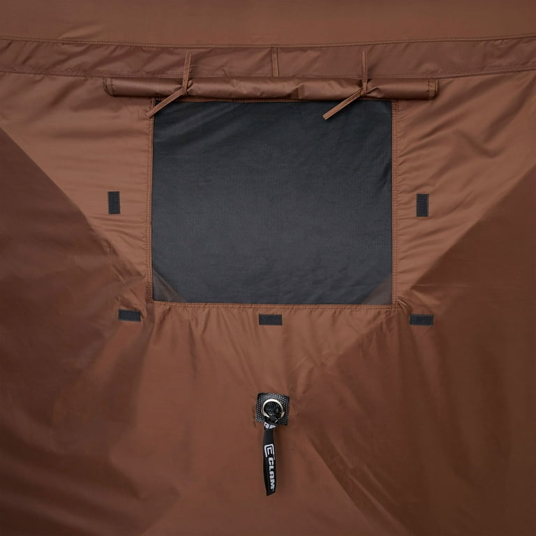 Clam Quick-Set 12.5 ft Pavilion Camper Portable Outdoor Gazebo Canopy, Brown
