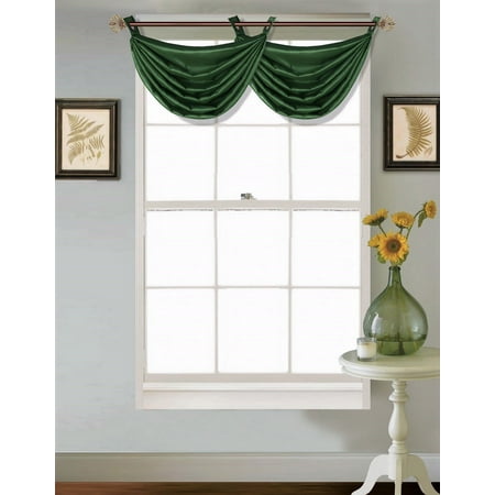 (V24) HUNTER GREEN 1PC Elegant Faux Silk Swag Waterfall ...