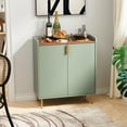 thumbnail image 4 of HLR 32"W Wine Bar Cabinet with 2 Door Fluted Texture, Modern Coffee Cabinet with Rack&Glass Holder,Sage Green, 4 of 12