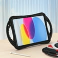 thumbnail image 6 of Kid-friendly Case for iPad 10th Gen 10.9" (2022), Rugged Silicone + PC Kickstand Hand/ Shoulder Strap Durable Protective Heavy Duty Protection Tablet Case for iPad 10th Gen 10.9" - Black, 6 of 9