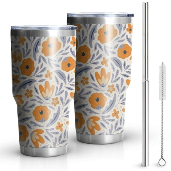 30oz Pioneer Flower Tumblers Stainless Steel Tumbler with Lid and Straw,Vacuum Insulated Double Wall Travel Tumbler Cups Mug with Cleaning Brush for Coffee,Tea