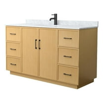 Elan TK 60" Light Oak Single Vanity & White Carrara Marble Top & Black Trim