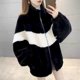 thumbnail image 3 of Abrigos de felpa para mujer, chaquetas vintage informales de manga larga con cuello alto holgado, ropa de invierno mullida de gran tamaño, abrigos de moda para mujer, 3 of 4
