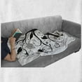 thumbnail image 6 of Black and White Soft Flannel Fleece Throw Blanket, Tree with Swirling Branches Flowers Birds and a Bird Cage, Cozy Plush for Indoor and Outdoor Use, 50" x 60", Black and White, by Ambesonne, 6 of 6