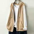 thumbnail image 5 of Mlzmgr Sweatshirts for Women Sleeveless Zip up Jackets Drawstring Hooded Fall Casual Athletic Jackets with Pockets(X-Large,Khaki), 5 of 8