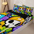thumbnail image 3 of Homewish Graffiti Boo Skull Zipper Twin Comforter Sets with Fitted Sheet and 2 Pillowcases for Kids, Cartoon Street Spooky Doodle Zipper Bedding Set, Black Reversible, 4pcs, 3 of 6
