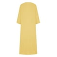 thumbnail image 5 of Jinhomg Women Casual Long Sleeve Maxi Dress Lightweight Cotton Linen Beach Loose Fit Comfy Crewneck Midi Dress 2025 Spring Dresses with Pocket Yellow XXXXL, 5 of 7