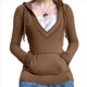 thumbnail image 2 of Sudadera con Capucha para Mujer, de Otoño, de Larga, Holgada, con Encaje, Cuello en V y Bolsillos. Marrón L, 2 of 6