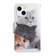 thumbnail image 3 of Funda de piel con estampado pintado para iPhone 13 Mini, tres gatos, 3 of 5