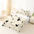 thumbnail image 5 of jejeloiu Beige Black Cat Silhouette Twin Sheet Sets Kids,Minimal Kitten Print Bedding,3-Piece, 5 of 6