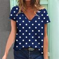 thumbnail image 2 of ZHOGXU Women's T Shirt Polka Dot Printed V Neck Short Sleeve Loose Fit Lightweight Comfortable Breathable Tee Top For Daily Wear ,Dark Blue,Xxxl, 2 of 5