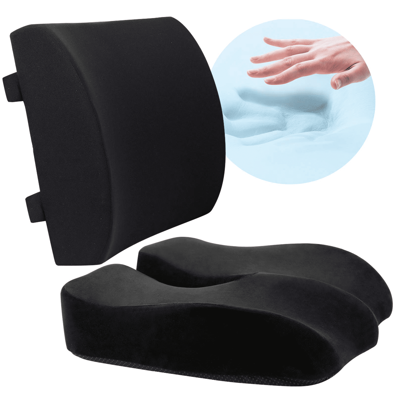 Ergonomic Back Support Pillow for  Back Pain Relief Khaki Memory Foam Back Cushion for Car Office Computer Chair Wishcush Lumbar Support Pillow