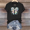 thumbnail image 1 of Haivin Easter Shirts for Women Happy Easter Bunny Printed Short Sleeve Tee Funny Blowing Bubbles Rabbit Casual Top, 1 of 6
