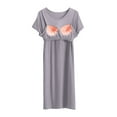 thumbnail image 3 of Besolor Chemises de Nuit Grande Taille pour Femmes Été Confortables à Manches Courtes Col Ras du Cou Vêtements de Nuit Chemises de Sommeil Robe de Nuit, 3 of 5