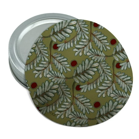 

White Leafy Branches Pattern Round Rubber Non-Slip Jar Gripper Lid Opener