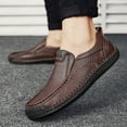 thumbnail image 2 of Men's Casual On Loafers Comfortable Leather Flat Shoes For Daily Wear With Jeans All Season Non Sole Lightweight Breathable, 2 of 8