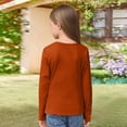 thumbnail image 4 of CCRFTGI Girls Long Sleeve Shirts Size 8 Crew Neck Ruched Side Soft Slim Fit Shirts Fashion Ribbed Cotton Teen Girls Tops Clothes Casual Basic Tees for Kids Orange 7-8Y, 4 of 4