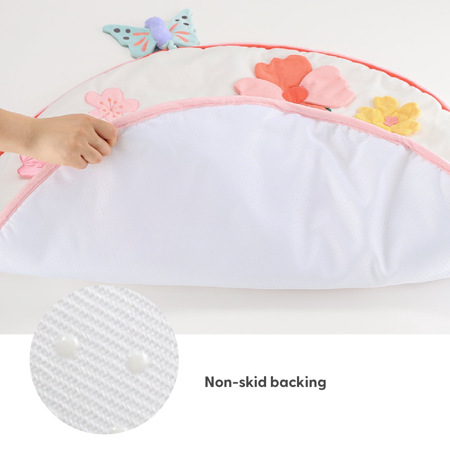 The Peanutshell Tummy Time Baby Play Mat & Lovey Security Blanket Set for Babies, Pink Floral