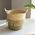 thumbnail image 3 of Seagrass Wicker Basket Flower Pot Folding Basket Storage Basket Decoration Storage Case,B,Wicker Straw, 3 of 6
