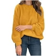 thumbnail image 2 of ZHYou Long Sleeves Sweaters For Women Women's Solid Color Round Neck Warm Long Sleeve Loose Sweaters, 2 of 6