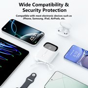 Yoobao Mini Power Bank 22.5W Fast Charging with LED Display, 10000mAh Portable Charger with Built-in Cables, 3 Outputs 1 Input Battery Pack Compatible with iPhone 16 15 iPad Samsung, White
