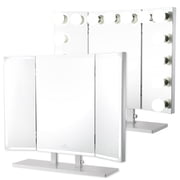 انطباعات مرآة الغرور مع 18 مصباح كروي LED ، مرآة مكياج مضاءة Trifecta pro (أبيض)