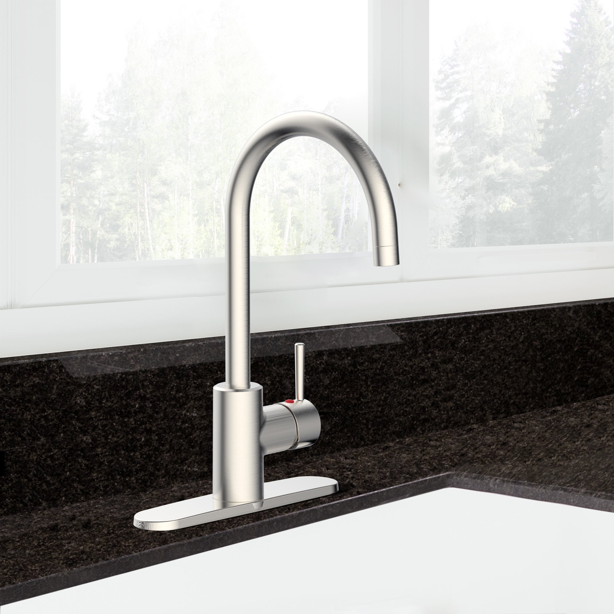 Design House Eastport Single-Handle Kitchen Faucet in Satin Nickel