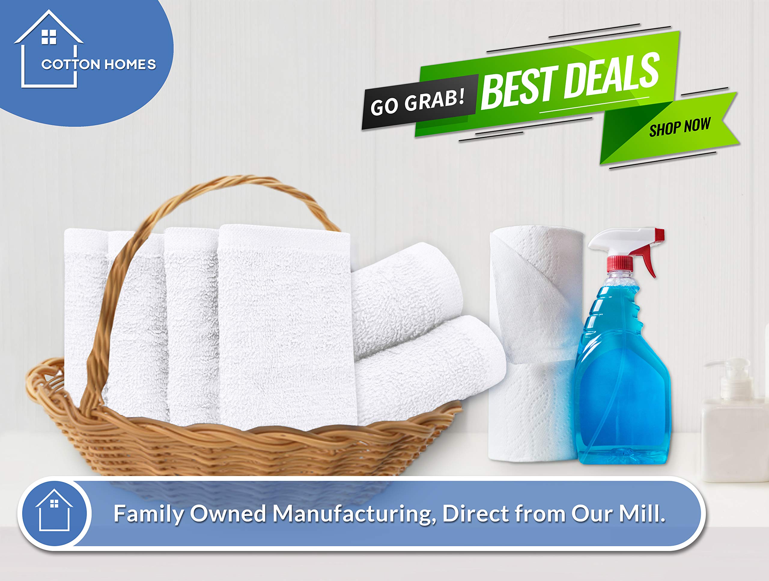 COTTON HOMES Multipurpose Kitchen Bar Mop Towels Pack- 14x17 Inch - Eco Friendly Regenerated Cotton-Commercial Grade, Multi-Purpose Cleaning Wiping Towels- 100% Cotton Absorbent Towel.