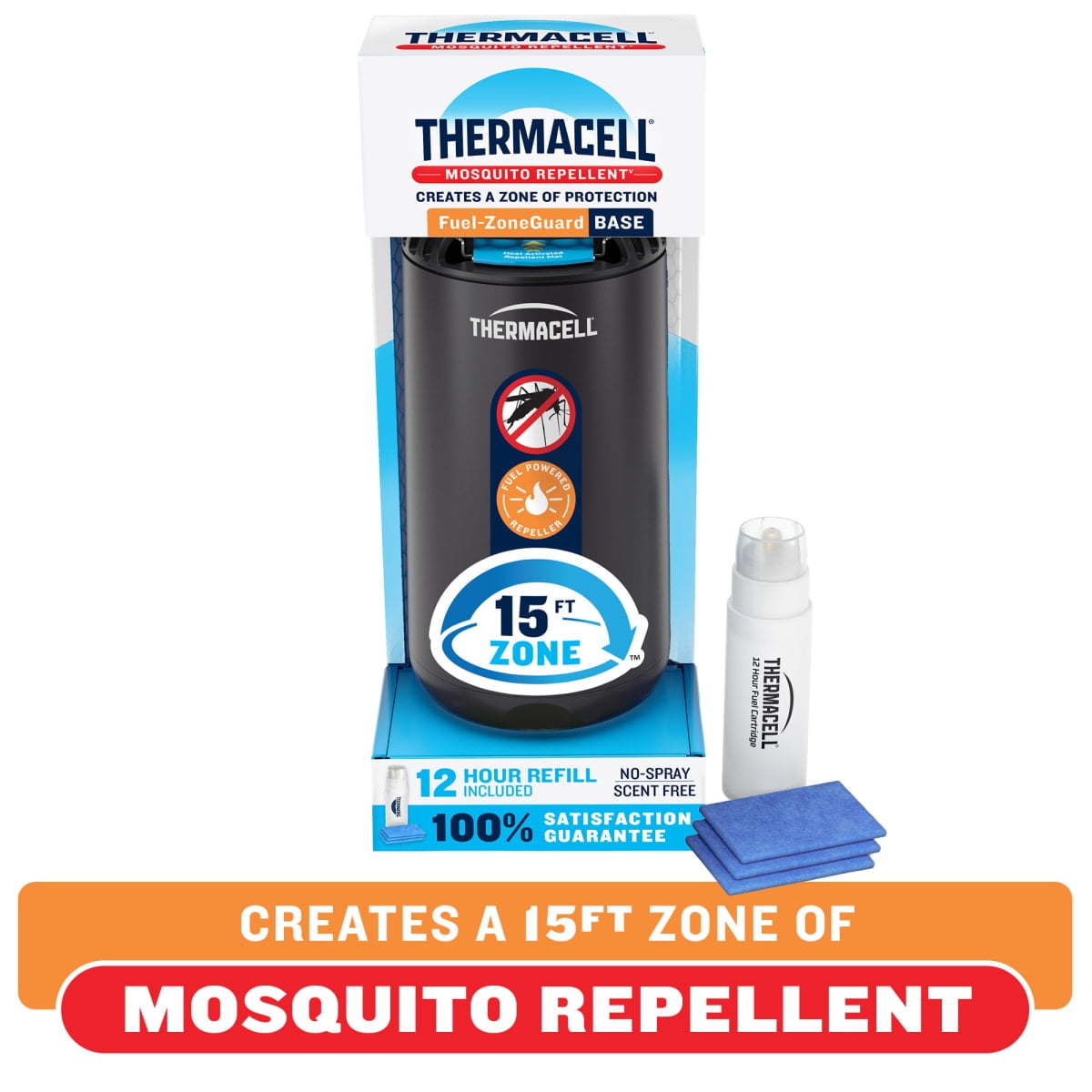 Thermacell Fuel-ZoneGuard Base Fuel Powered Mosquito Repeller with 12-Hr Refill; Black