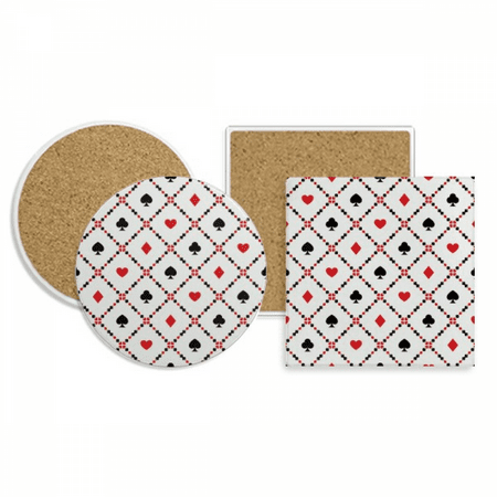 

Playing Cards Gambling Utensils Pattern Coaster Cup Mug Holder Absorbent Stone Cork Base Set