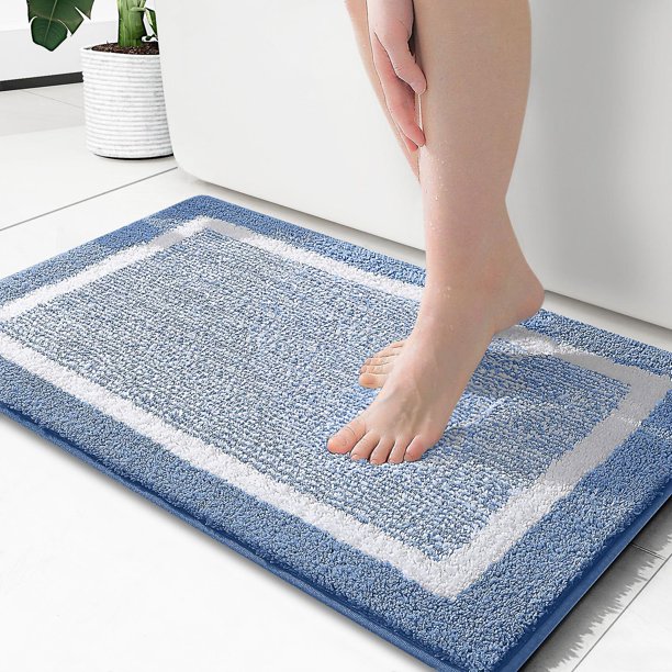 (azul) 1 alfombrilla de baño suave de microfibra, alfombrillas de baño antideslizantes, alfombra de baño absorbente de agua para ducha lavable a máquina, alfombrillas para el suelo del baño