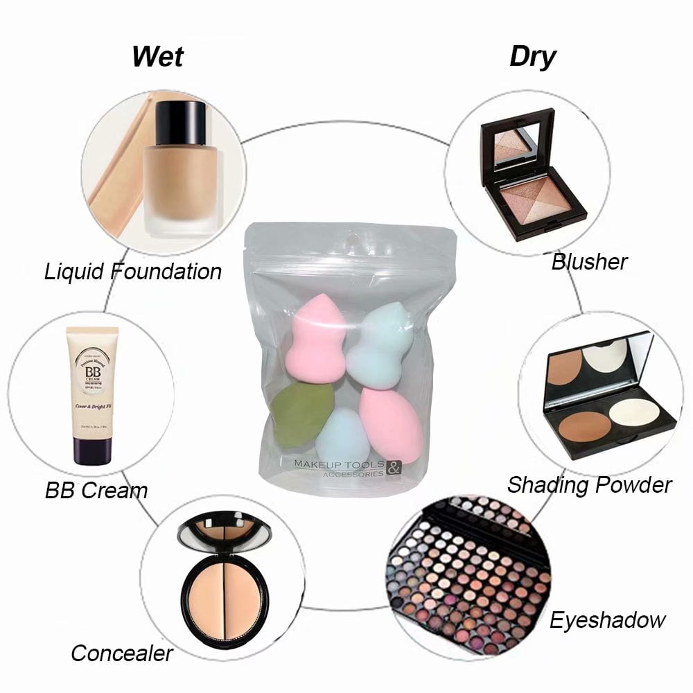 Makeup Sponges Set, 5 Pack Puff Makeup Blender Latex Free Foundation
