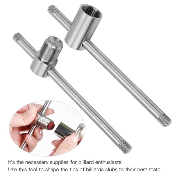 Stainless Steel Billiard Cue Tip Shaper Tool for 11mm & 14mm Snooker Sticks - Detachable Handle Design