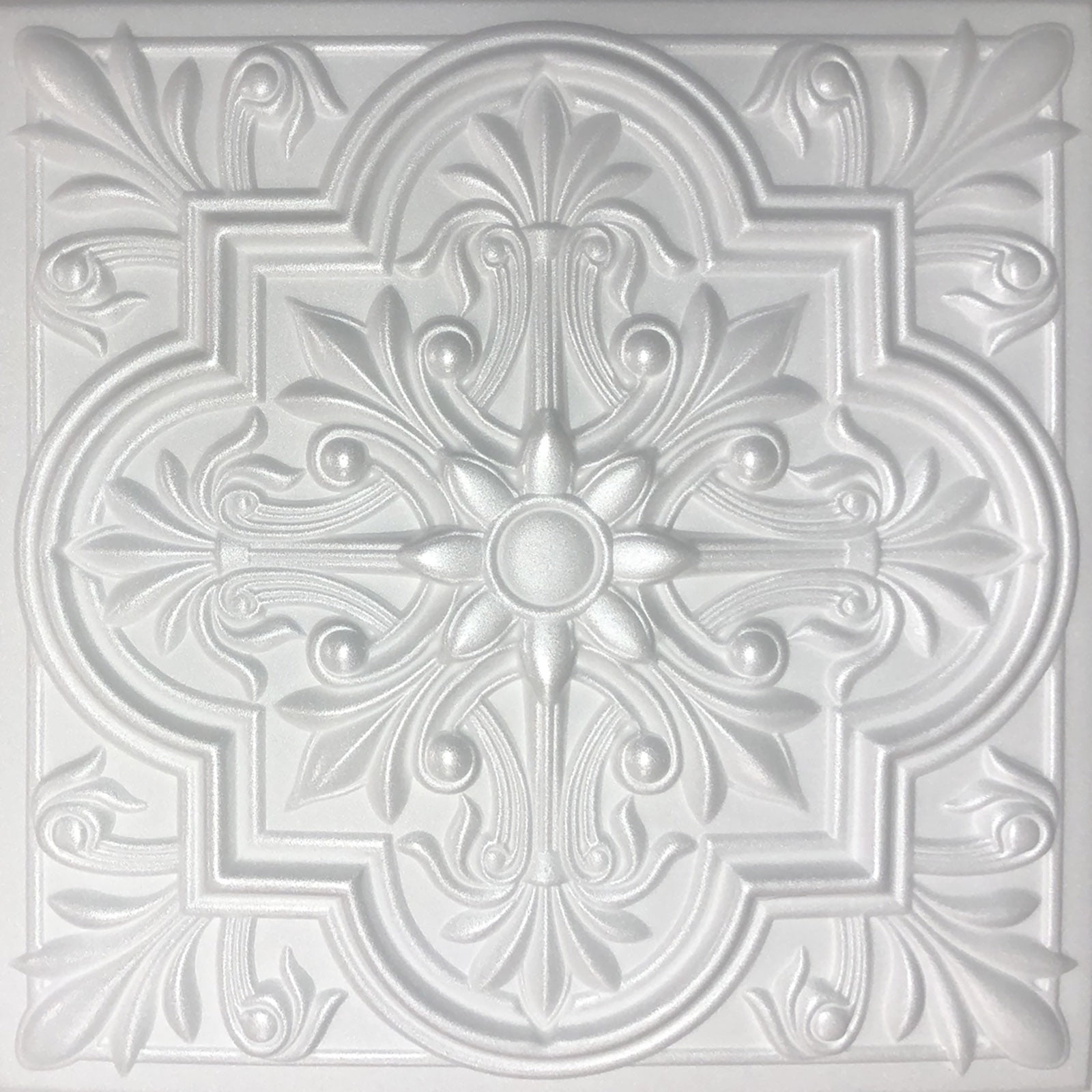 Antique Ceilings 50cm x 50cm White Polystyrene Foam Ceiling Tile 21.6 sq ft Coverage Area 8 Pack