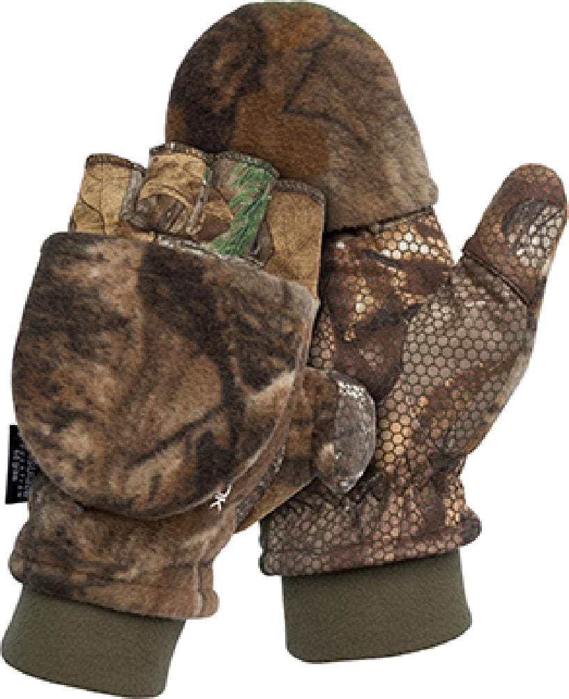 Realtree Camo Pop-Top Mittens Fingerless Gloves Large ~ New 