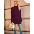 thumbnail image 5 of Women'S Oversized Loose Sweater Autumn Batwing Sleeve Ribbed Tunic Sweater Wine Red XXXL, 5 of 9